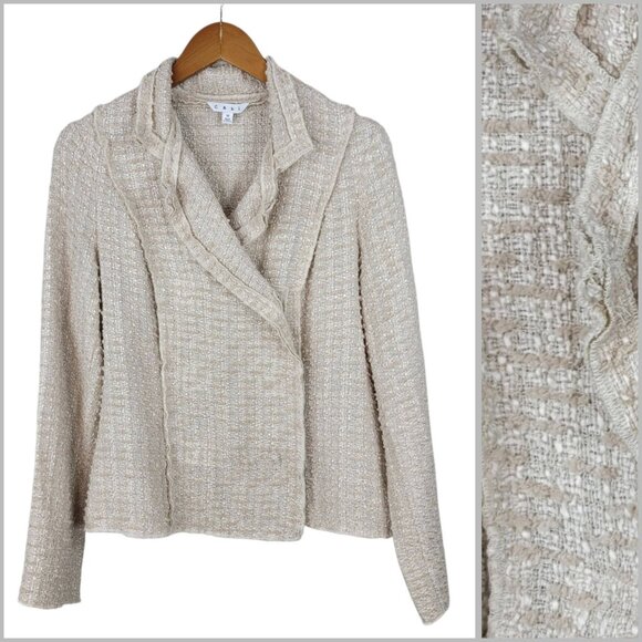 Cabi Beige The Estate 985 Chenille Double Breasted Blazer Jacket Medium Tan - Picture 2 of 8